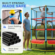 Kids Outdoor Trampoline With Safety Net For Ages 3 to 10 Ideal for Garden Play Blue AOSOM