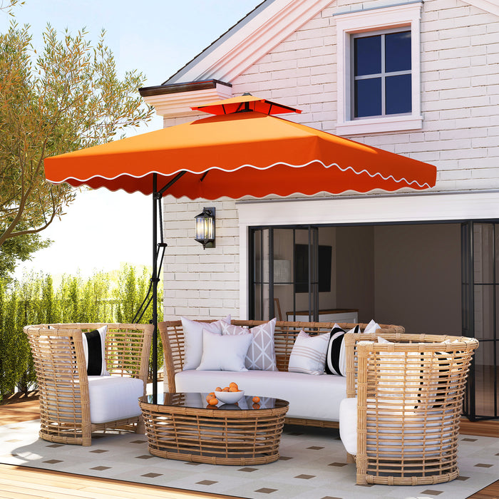 Orange 2.5m Cantilever Garden Parasol with Lever and Cross Base by Outsunny