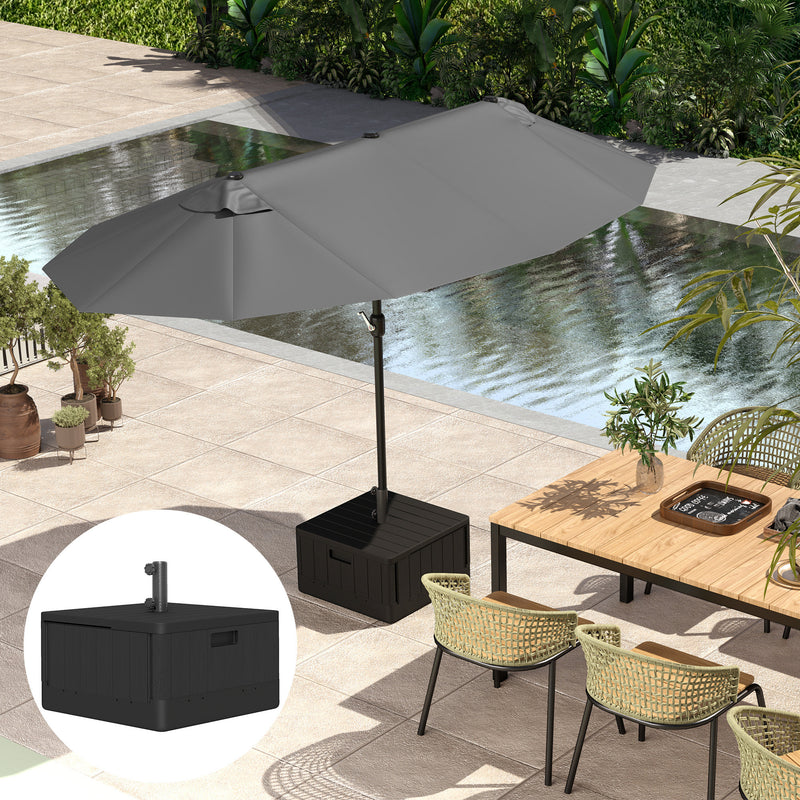 Black Garden Parasol Base with Wheels and Handles Holds Up to 80kg by Outsunny
