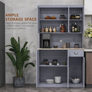 Tall Freestanding Kitchen Cabinet With Drawer and Open Countertop For Storage, Grey
