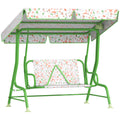 Kids 2 Seater Garden Swing Chair with Adjustable Canopy and Safety Belt in Green by AIYAPLAY