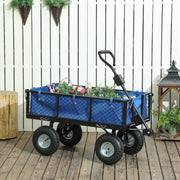 Blue 114L Steel Frame Garden Cart Trolley for Heavy Duty Yard Work by Outsunny