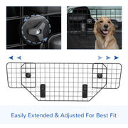 Adjustable Dog Car Guard Boot Barrier with Metal Mesh for Safe Travel, Black AOSOM