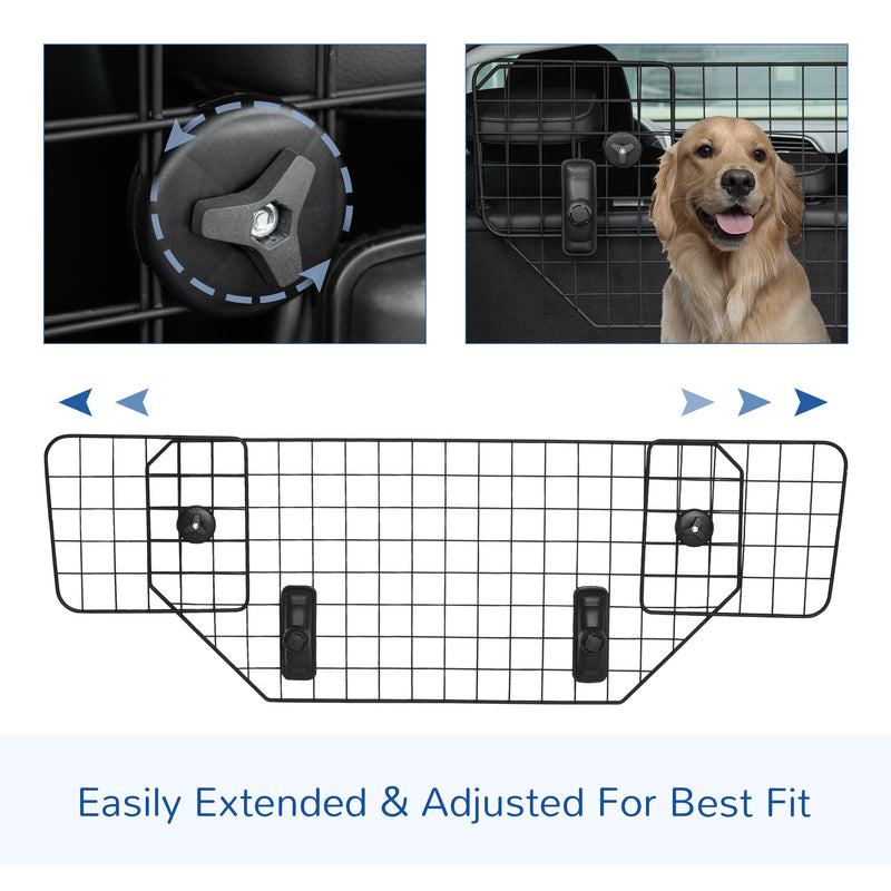 Adjustable Dog Car Guard Boot Barrier with Metal Mesh for Safe Travel, Black AOSOM