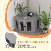 2 in 1 Wooden Dog Crate and Side Table with Soft Cushion for Indoor Use Grey