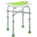 Adjustable Height Aluminium Shower Stool With Non Slip Feet For Bathroom Safety Green