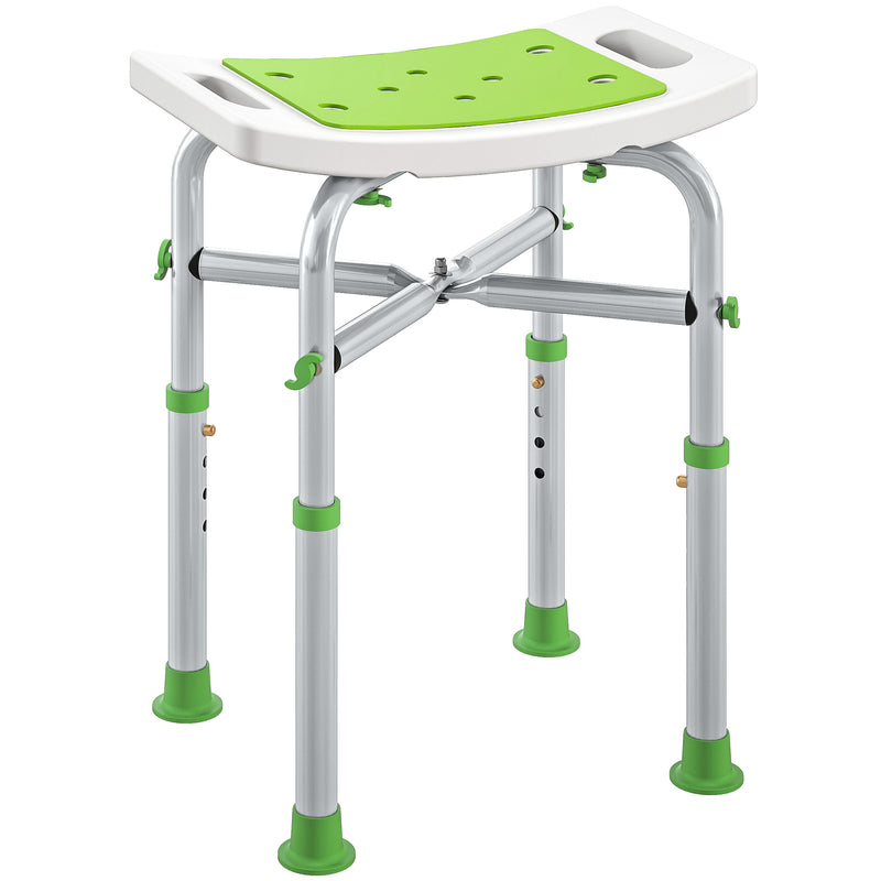 Adjustable Height Aluminium Shower Stool With Non Slip Feet For Bathroom Safety Green