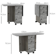 Drop Leaf Dining Table 6 Seater with Storage Shelves Space Saving Design Mixed Grey