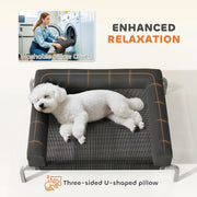 Raised Pet Bed for Small Dogs or Cats with Cooling Mesh and Supportive Pillow Black AOSOM