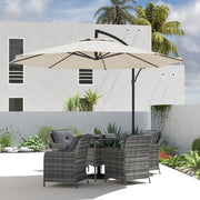 Garden Cantilever Parasol with Adjustable UV Shade and Easy Crank for Patio or Lawn Cream White AOSOM
