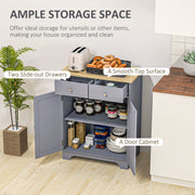 Kitchen Storage Cabinet with Drawers and Adjustable Shelves for Organised Worktops Grey Oak Homcom