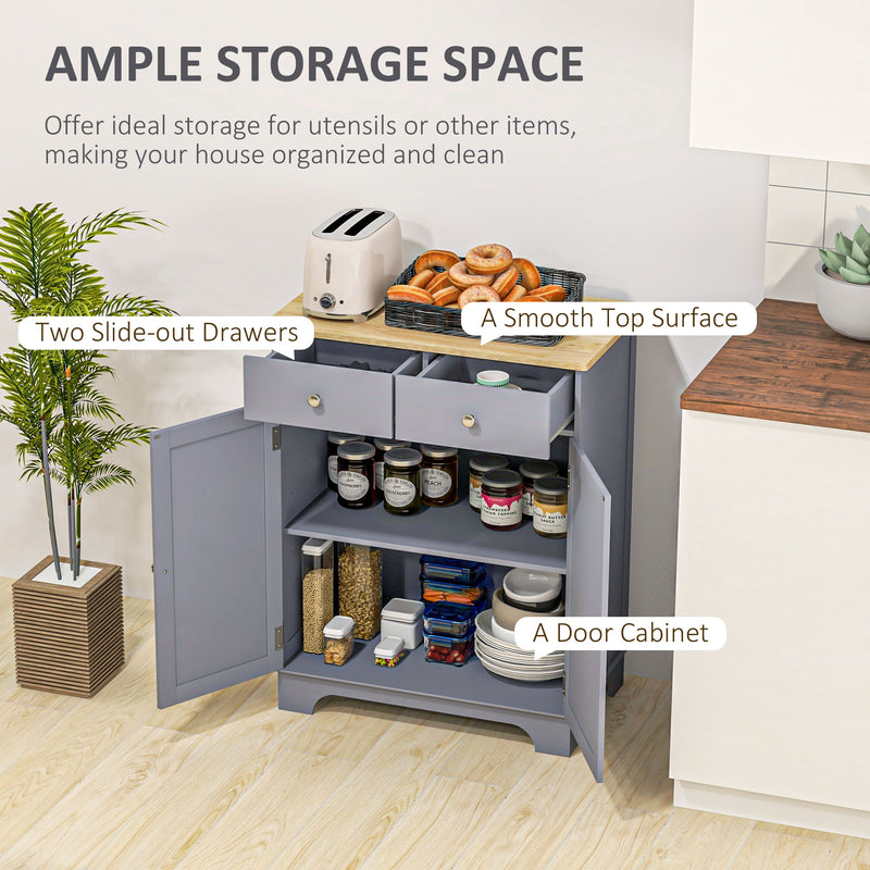 Kitchen Storage Cabinet with Drawers and Adjustable Shelves for Organised Worktops Grey Oak Homcom