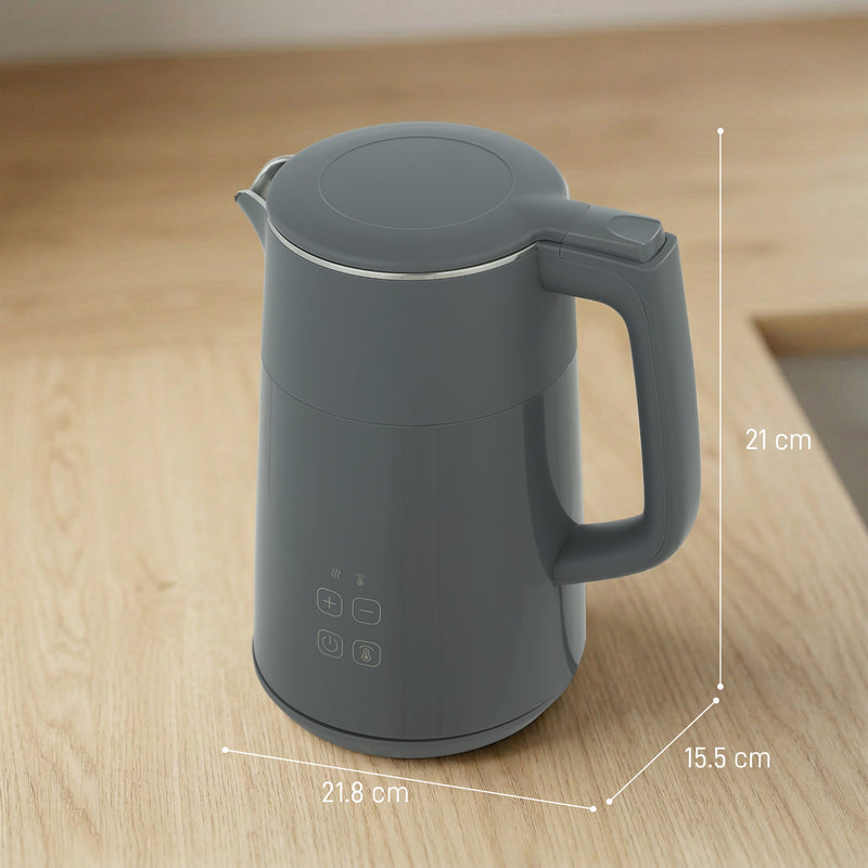 Electric Kettle with Fast Boil and Keep Warm Function for Busy Mornings 1.7L Grey Silver Homcom