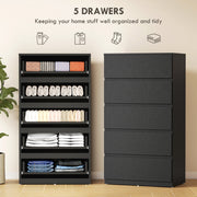 Chest of Drawers with 5 Spacious Storage Drawers for Bedroom Organisation Black AOSOM