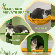 Floor to Ceiling Adjustable Cat Tree with Scratching Posts and Hammock by PawHut