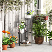 Black Four Tier Steel Plant Stand for Indoor and Outdoor Use by Outsunny