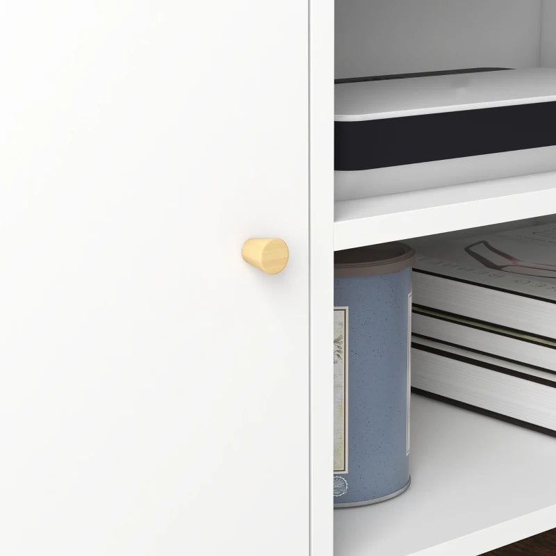 TV Cabinet For 55" TVs With Shelves & Cupboard, White