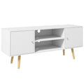 TV Cabinet For 55" TVs With Shelves & Cupboard, White Homcom
