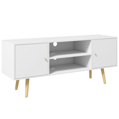 TV Cabinet For 55" TVs With Shelves & Cupboard, White Homcom