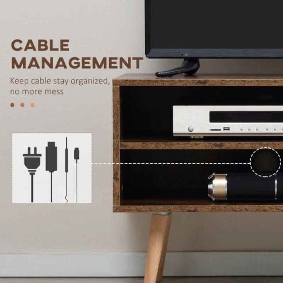 TV Cabinet For 55" TVs With Shelves & Cupboard, Rustic Brown