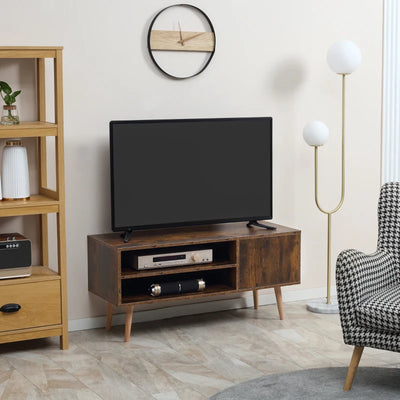 TV Cabinet For 55" TVs With Shelves & Cupboard, Rustic Brown Homcom