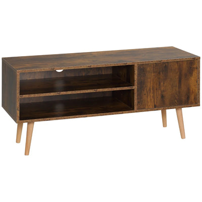 TV Cabinet For 55" TVs With Shelves & Cupboard, Rustic Brown Homcom