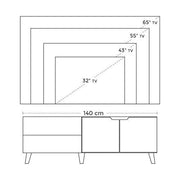 Vasagle Industrial 2 Door TV Cabinet for 60" TVs With Storage