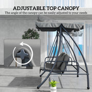Light Grey 3 Seater Garden Swing Chair Lounger With Cushion and Tilt Canopy by Outsunny