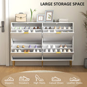 Slim Shoe Storage Cabinet with 4 Flip Drawers Ideal for Hallways or Entryways White