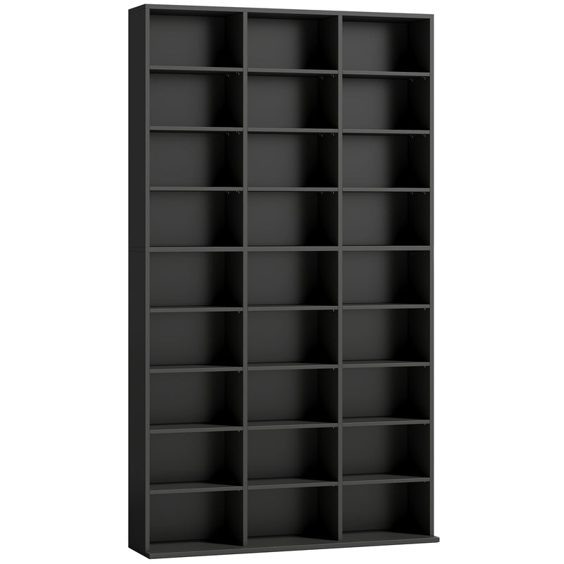 Tall Slim Media Storage Shelf with Adjustable Shelves for CDs DVDs Blu-rays