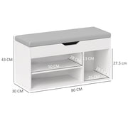Cream White Entryway Shoe Storage Bench With Padded Seat and Hidden Compartments by HOMCOM