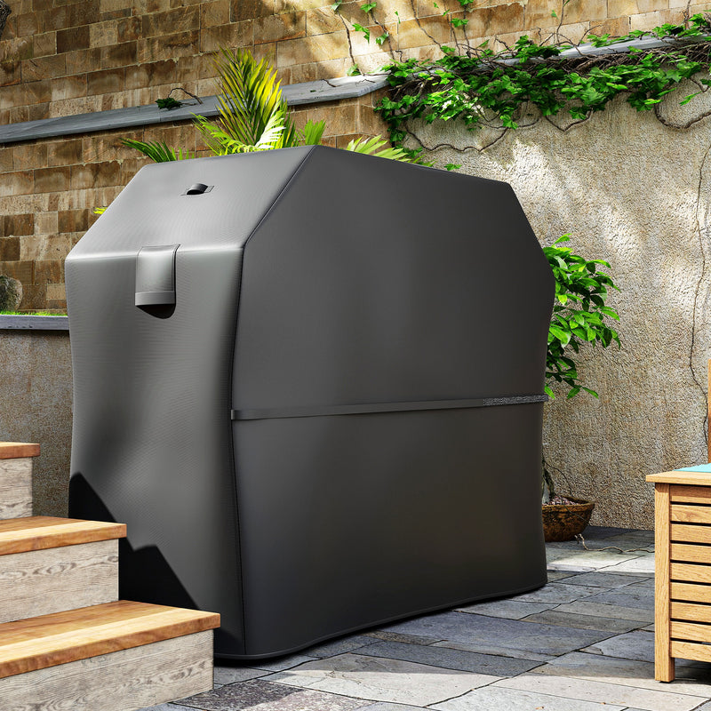 Black Waterproof BBQ Cover 600D Oxford Fabric Rip-Proof with Windproof Straps 147cm by Outsunny