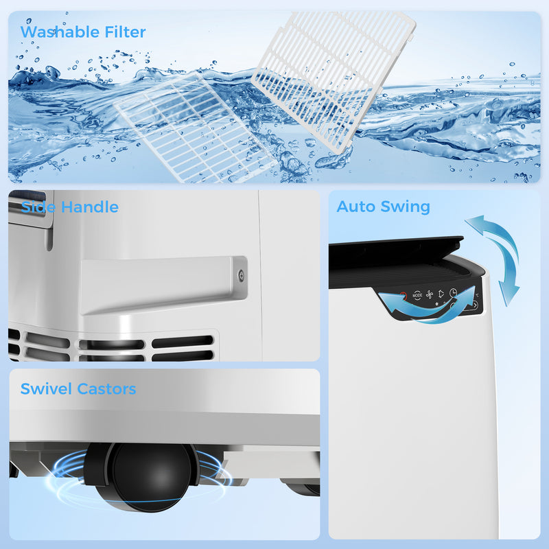 Portable Air Conditioner | 14,000 BTU | WiFi & Voice Control | 4-in-1 | White & Black Homcom