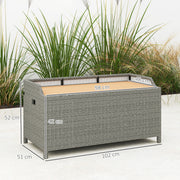 Grey 130L Rattan Garden Storage Box with Seat for Outdoor Use by Outsunny