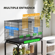 Large Bird Cage with Divider and Slide Out Tray for Budgies Canaries Lovebirds Black