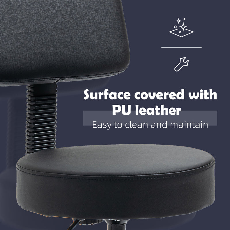 Adjustable Swivel Salon Chair with Padded Seat and Wheels for Hairdressers and Spas, Black