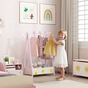 Kids Clothing Rail with Hangers and Storage Shelf Star Design for Bedroom Ages 3 to 6 Pink AOSOM