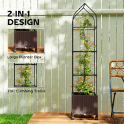 Raised Planter with Trellis and Wheels for Easy Gardening in Small Spaces Brown Outsunny