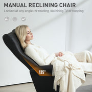 Black Swivel Recliner Chair with Footstool PU Leather Adjustable Back by HOMCOM