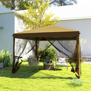 Khaki 3 x 3m Pop Up Gazebo with Mesh Sidewalls and Carry Bag for Garden Patio by Outsunny