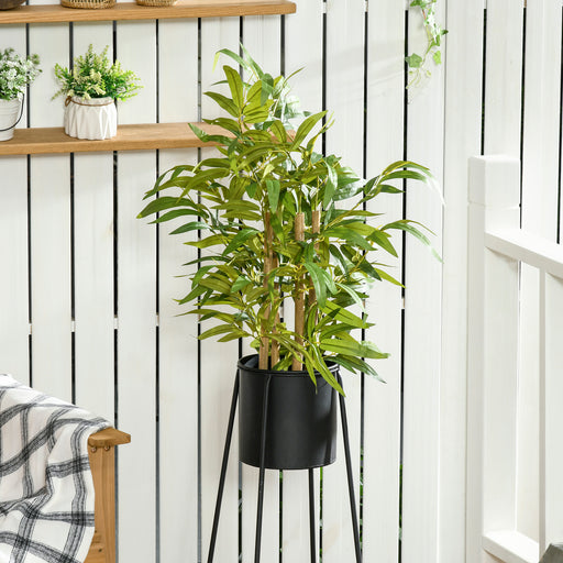Set of 2 Artificial Bamboo Plants in Pots Ideal for Indoor or Outdoor Decor Green