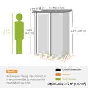 5ft x 3ft Metal Garden Storage Shed Light Grey Lockable Tool Shed with Sloped Roof by Outsunny