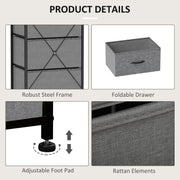 Fabric Chest of Drawers with 5 Storage Drawers Steel Frame and Wooden Top Dark Grey by HOMCOM