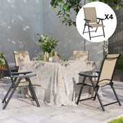 Set of Four Folding Outdoor Chairs Brown and Black Weather Resistant by Outsunny
