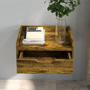Set of 2 Industrial Style Wall Mounted Bedside Tables with Drawer Ideal for Small Bedrooms Rustic Brown