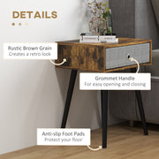 Set of 2 Industrial Bedside Tables With Removable Fabric Drawers Tall Design Rustic Brown AOSOM