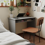 Compact Computer Desk With Storage Shelf For Home Office Or Study Room, Grey