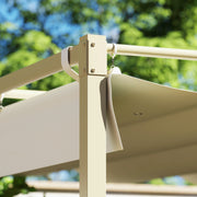 3m x 3m Garden Pergola with Retractable UPF30+ Canopy Sun Shade Khaki by Outsunny