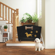 Wooden Dog Gate with Support Feet Easy Setup Pet Barrier for Stairs or Patio Black AOSOM