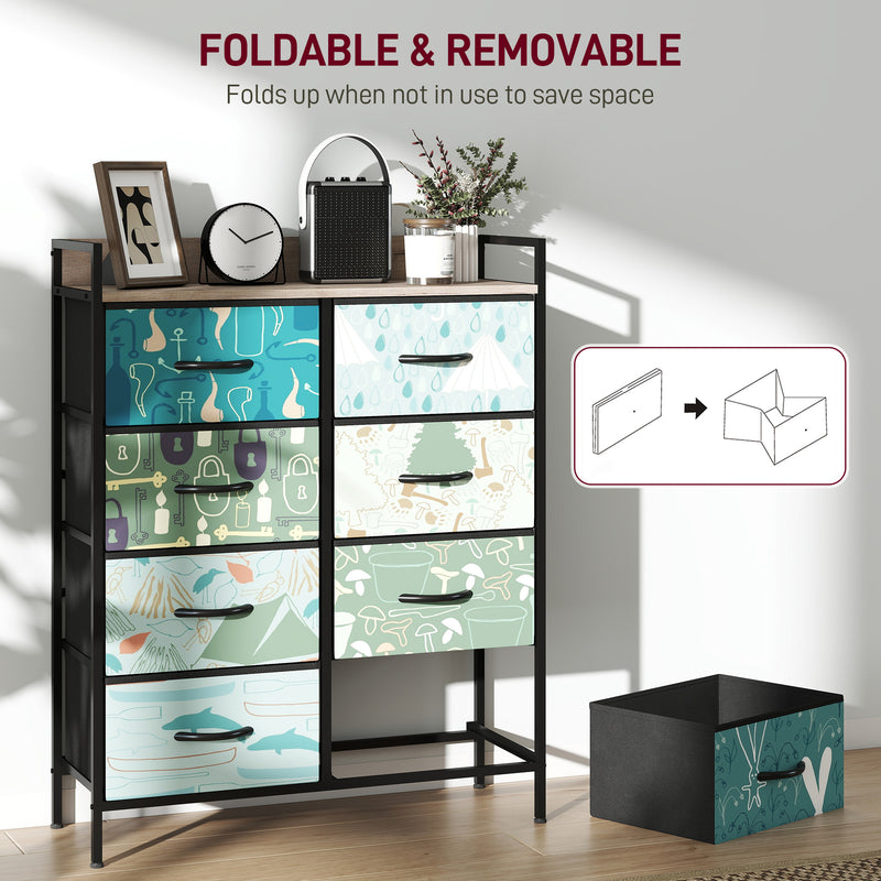 8 Drawer Chest of Drawers with Spacious Storage for Bedroom or Living Room Blue